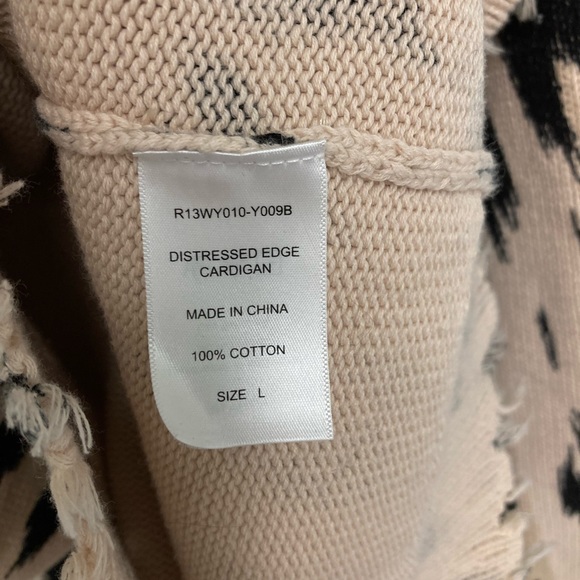 R13 Distressed Cheetah-Print Cotton Cardigan. Size large. - Picture 7 of 9